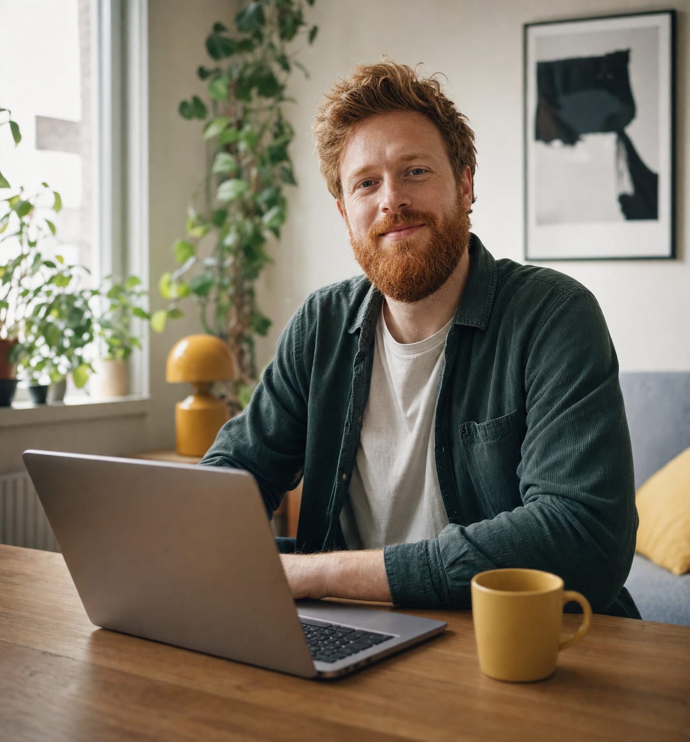 Freelance developer at his desk